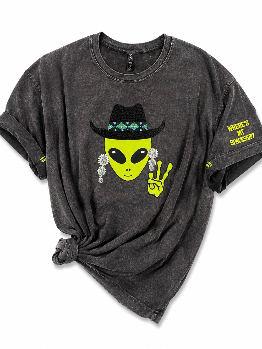 Neon Green Alien Oversized Graphic Tee